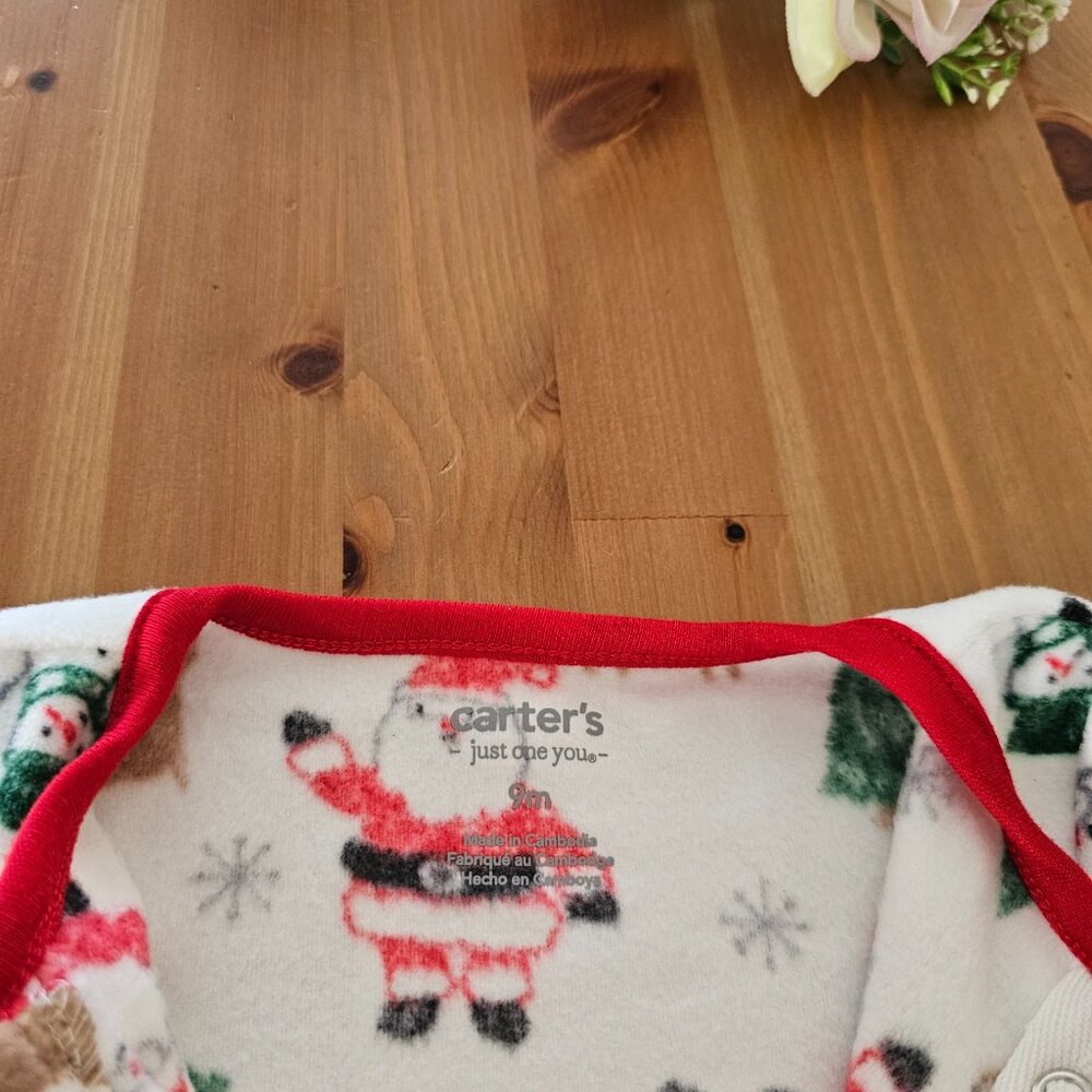 Carter's Just One You - Baby Santa Christmas Fleece Footed Pajama 9M - Picture 5 of 8